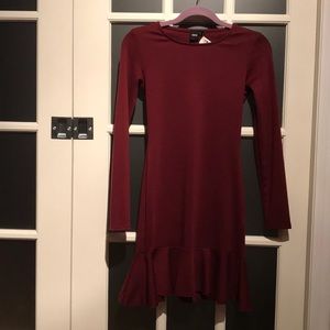 asos Long Sleeve- BodyCon dress with ruffle hem
